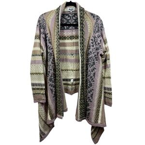 Military Hippie Open Front Drape Cardigan Sweater M‎